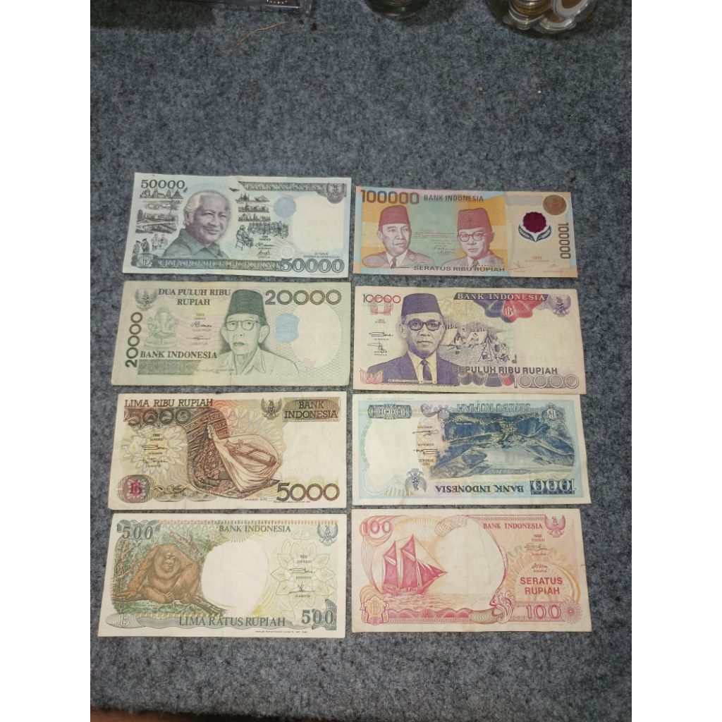 uang kertas kuno paket 100 rupiah sampai 100ribu