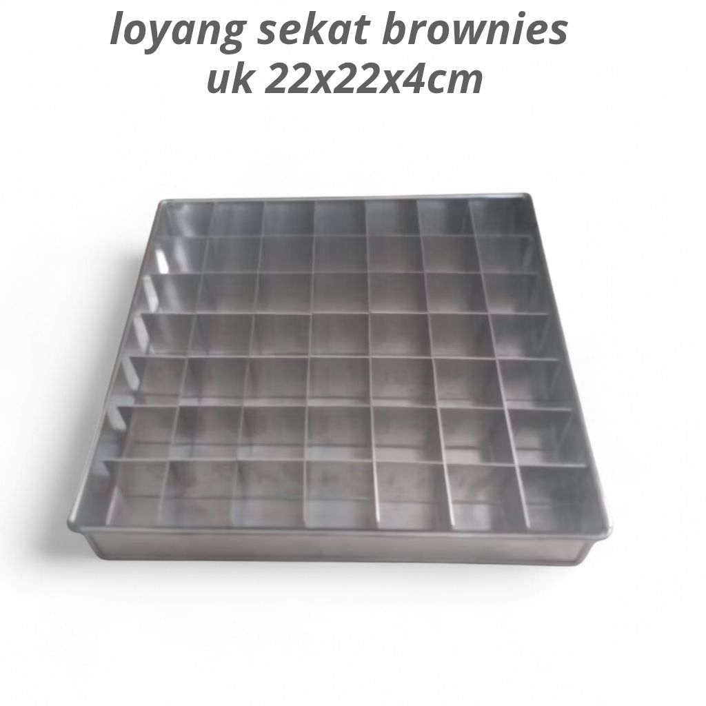 Cetakan Kue Brownies Aluminium Tebal 22x22x4 – Loyang Sekat Anti Lengket