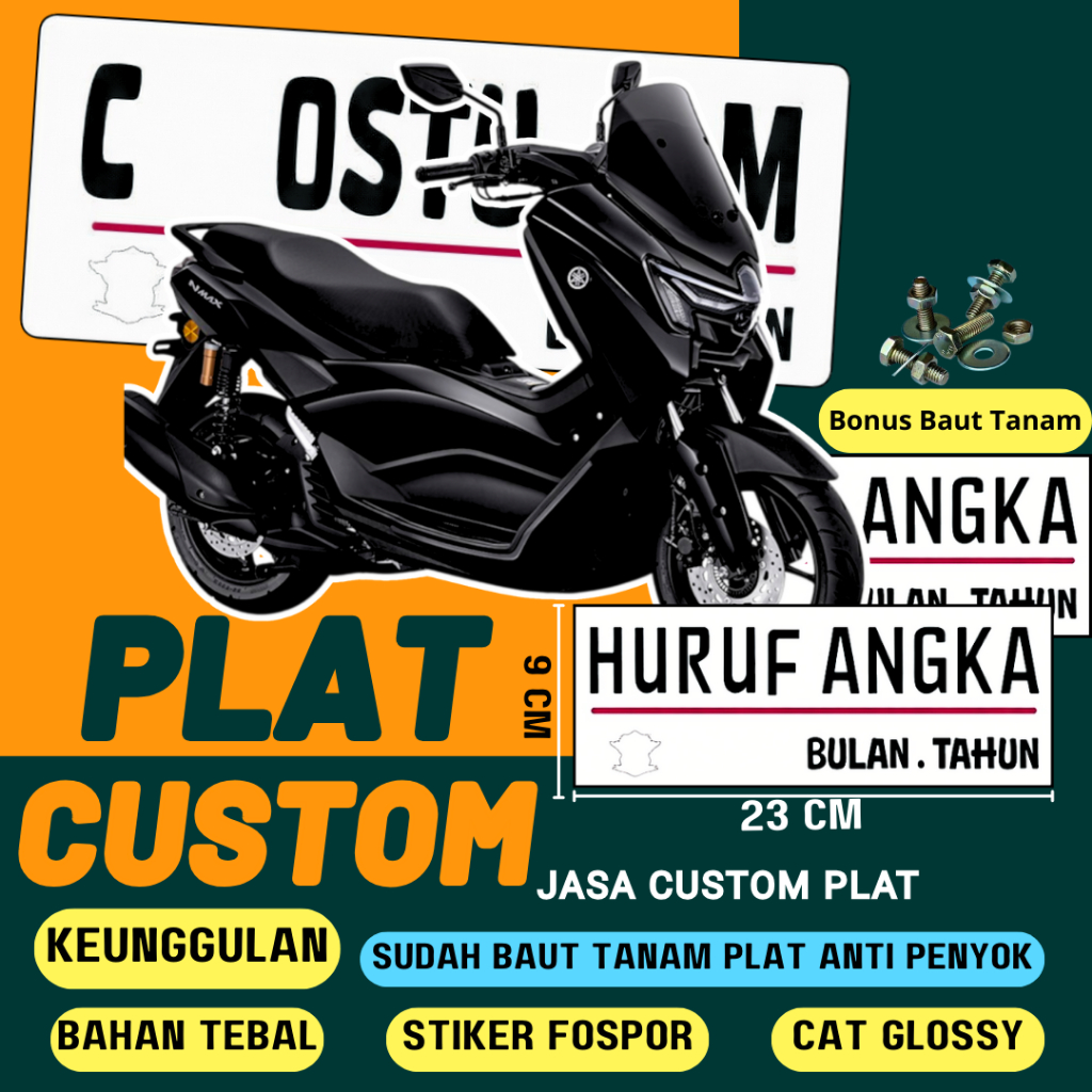 PLAT WARNA PUTIH//PLAT ALUMINIUM//PLAT BAUT TANAM