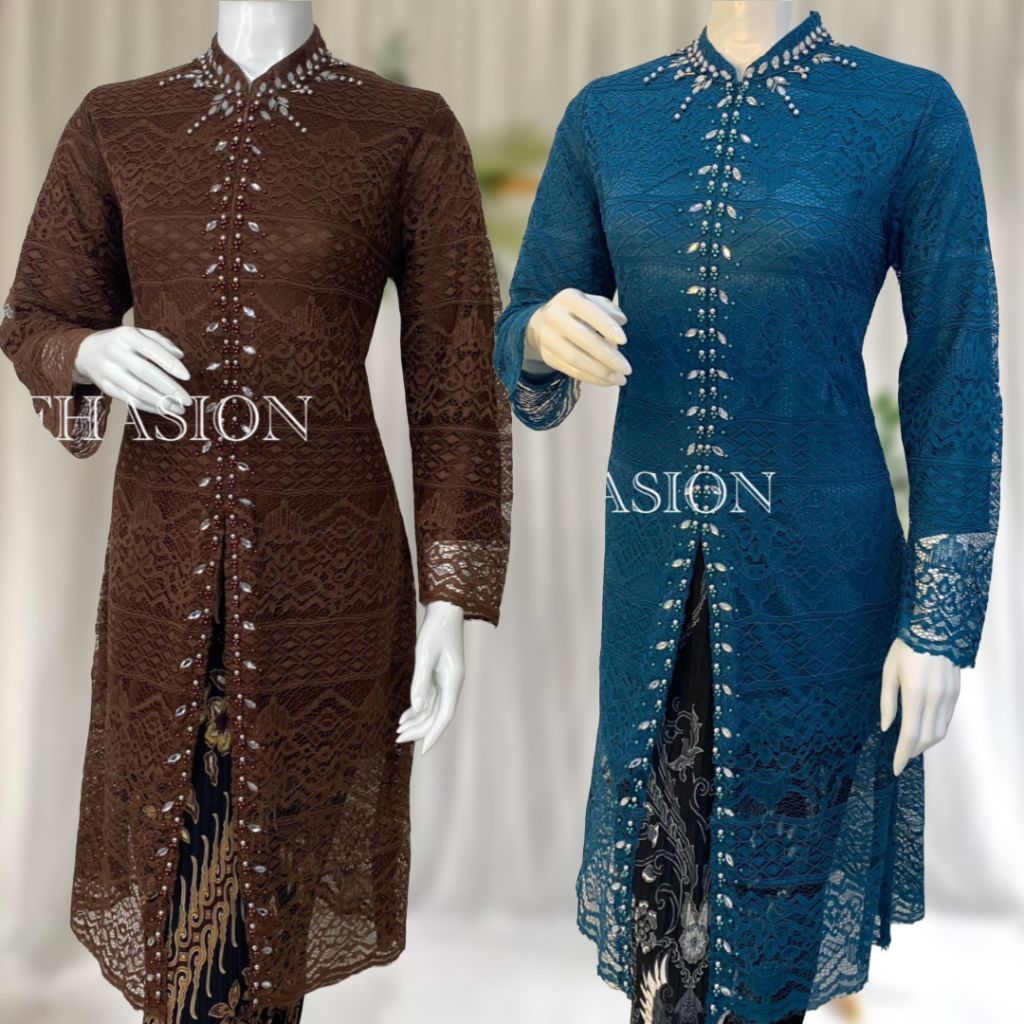 Set Kebaya Jumbo 5XL Ld 140 Atasan Kebaya Tunik Brukat Malika Payet Baju Kondangan Muslim Panjang Ba