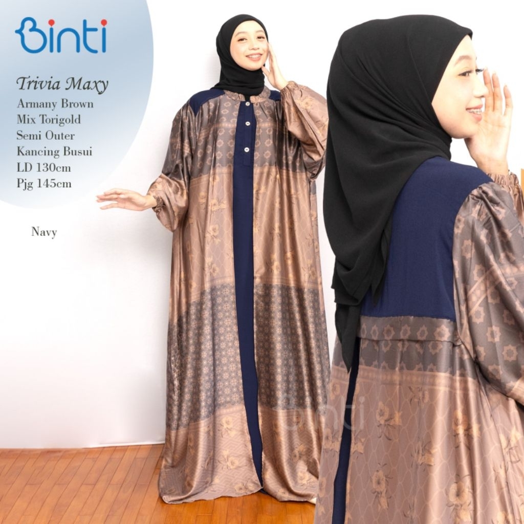 New gamis jumbo wanita kekinian ld 130 Trivia dress ORI Binti hijab