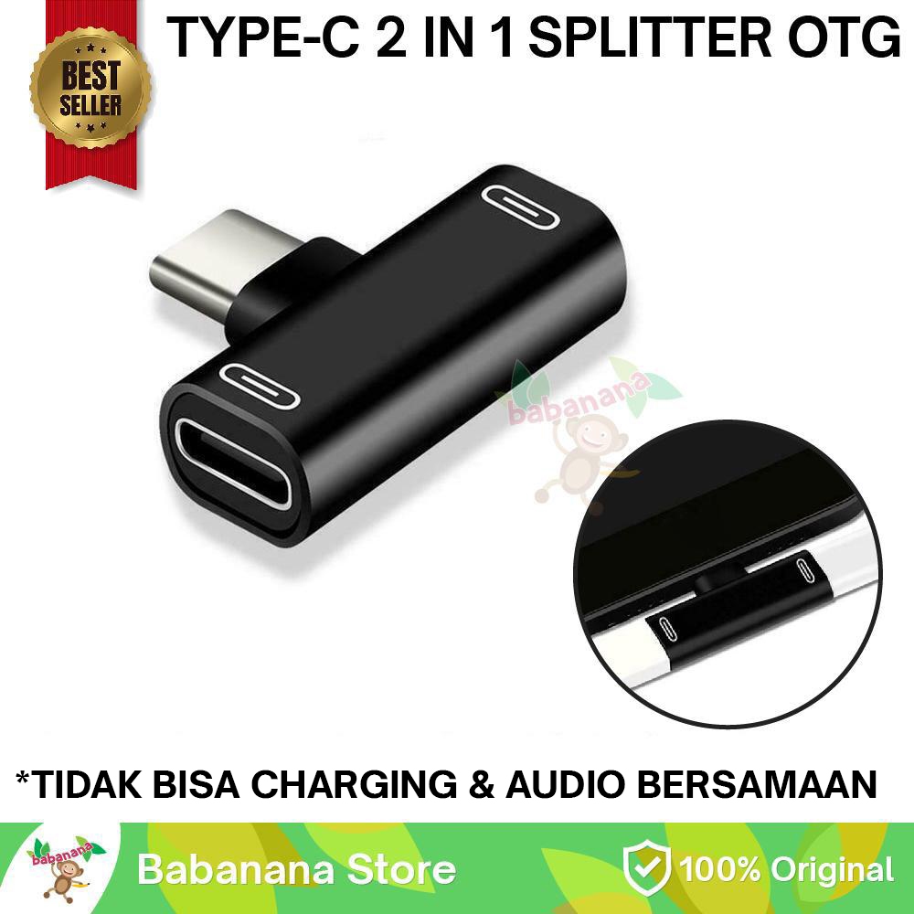 OTG Splitter 2 in 1 Type-C Gaming Cabang Tipe C