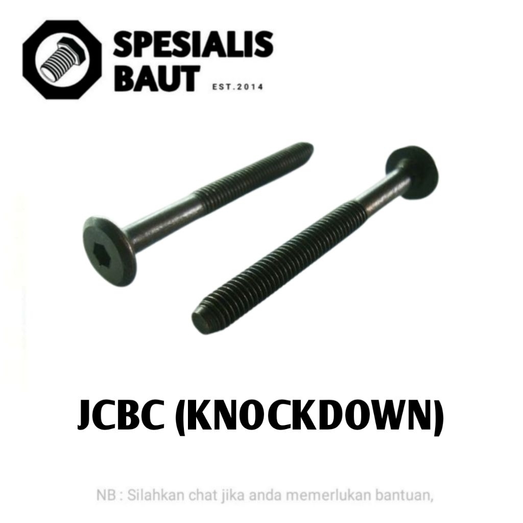 Baut JCBC M6x100 Knock Down Hitam / Furniture