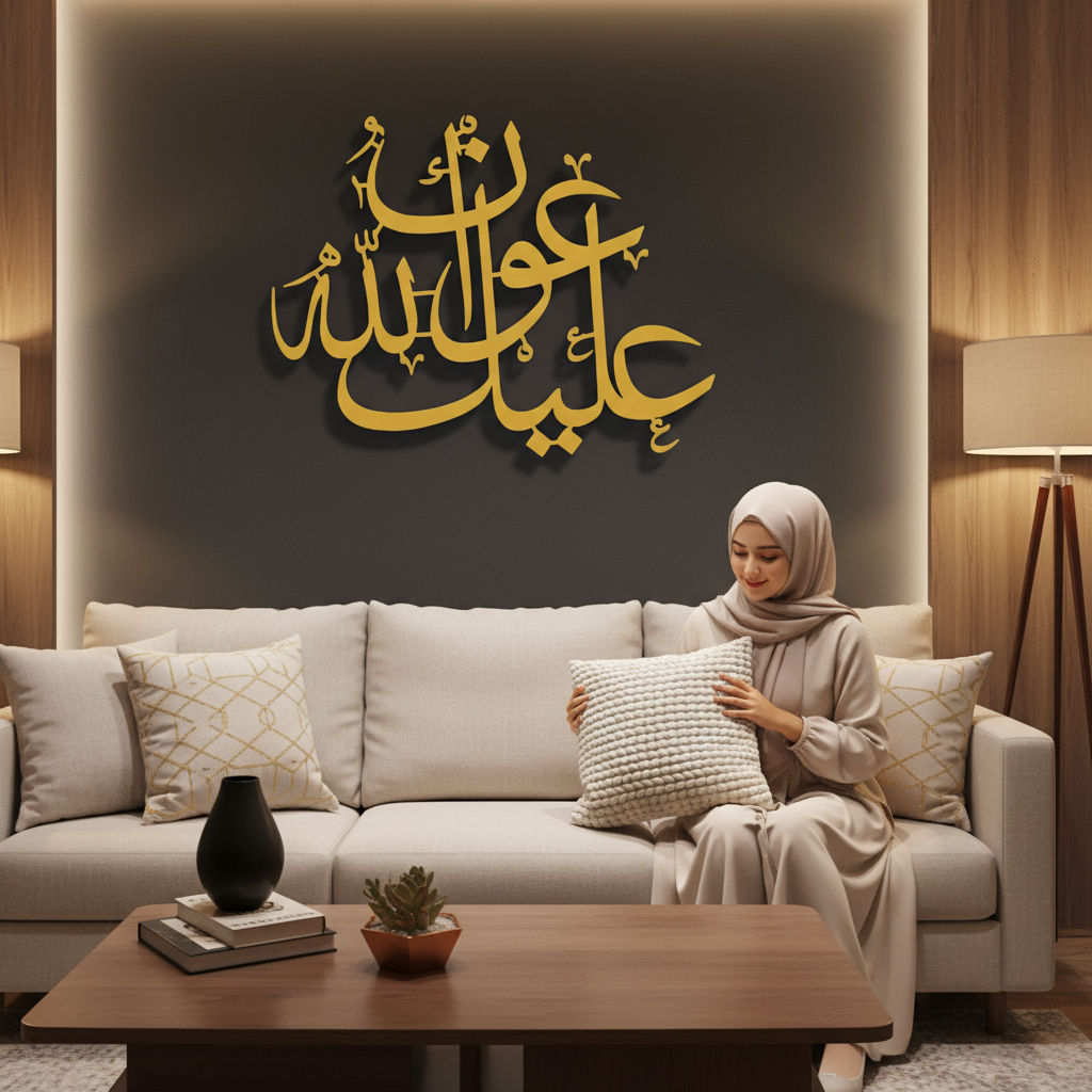 Dekorasi Dinding Kaligrafi Arab Plywood - Huruf Timbul Kayu Minimalis