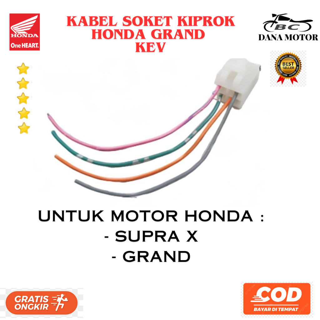 Soket Kiprok Supra X Ori / Kabel Socket Regulator Honda Grand Original Premiuim - 32100-KEV-850