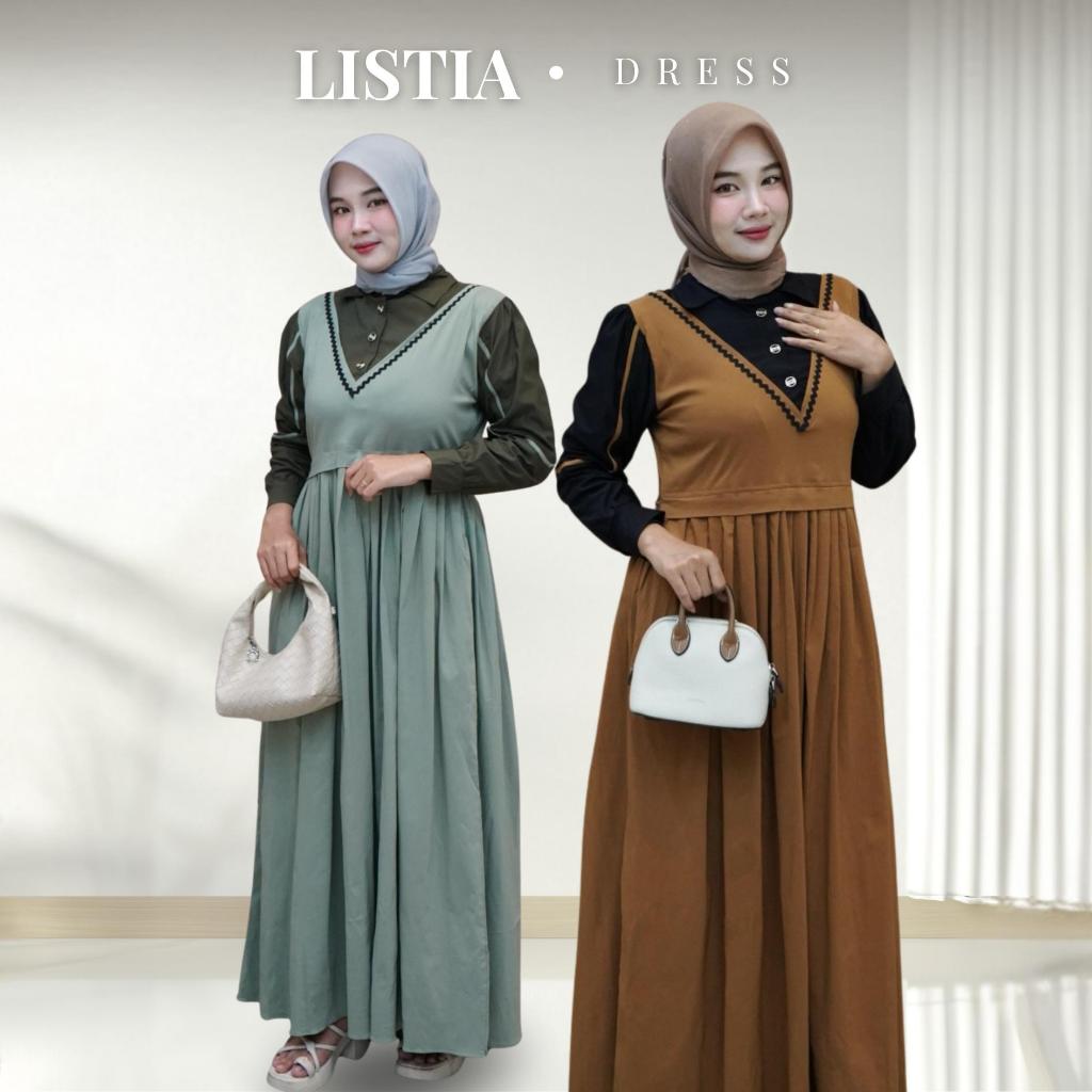 Listia Dress - Gamis Baby Soft Jeans - Muslim Wanita Casual