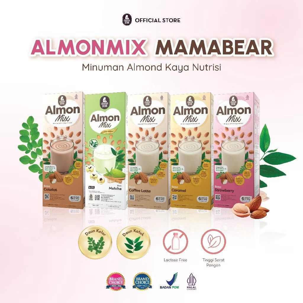 Mama Bear Almon Mix Asi Booster Susu Almond dan Daun Katuk / Susu Pelancar Asi / Penambah Asi Booste