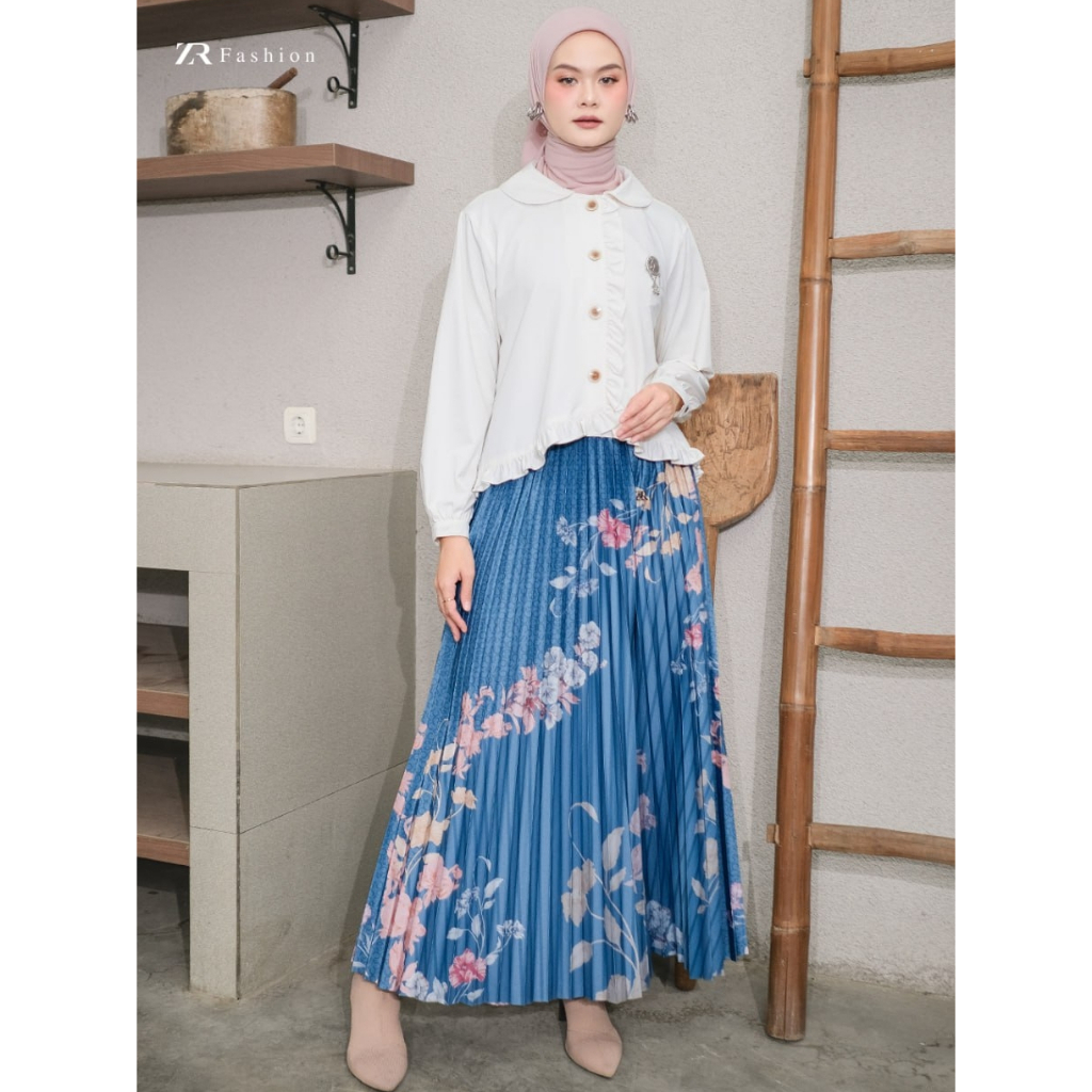 ZR Fashion Rok Plisket Velvet Mongly Premium Ester Pleated Skirt Rok Plisket Ester