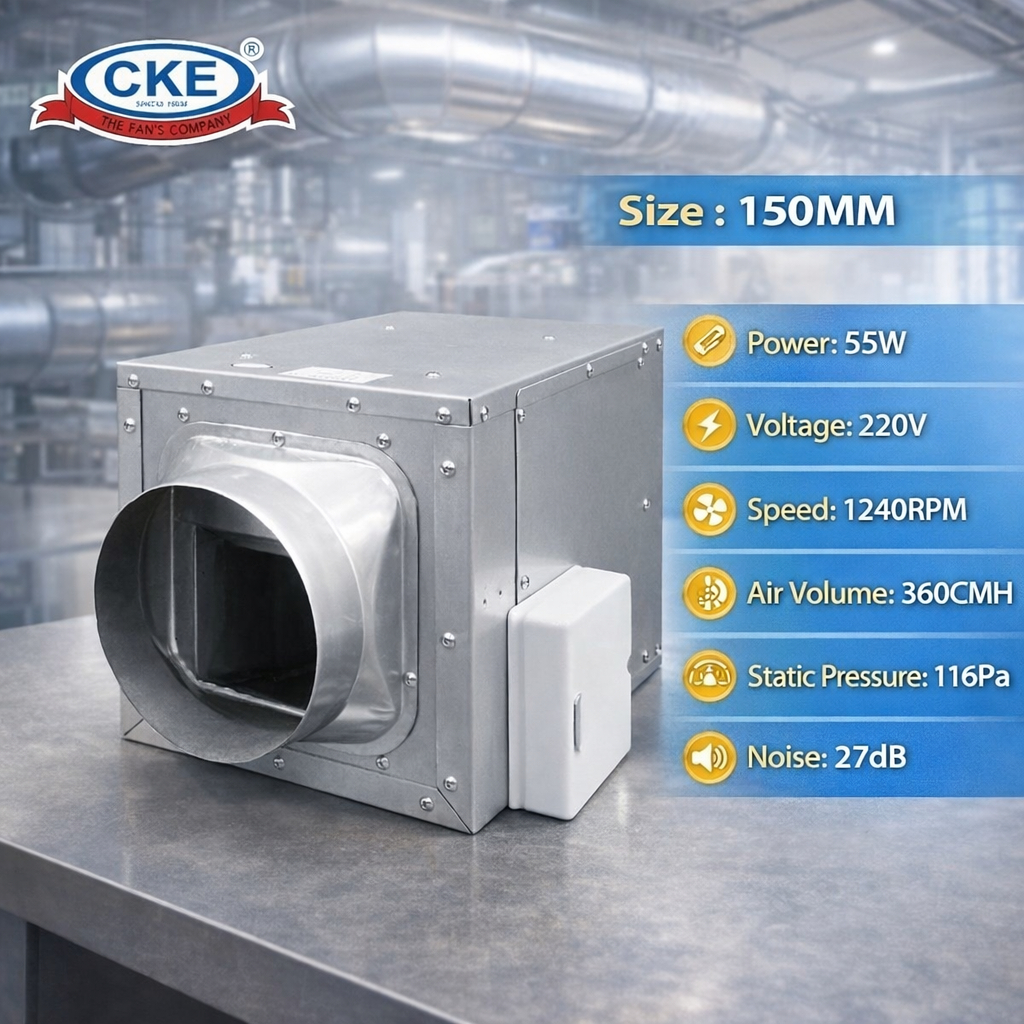 CKE Inline Duct Fan 6 Inch Blower Exhaust Ventilasi Udara Hisap Panas Debu Angin Kencang Industri