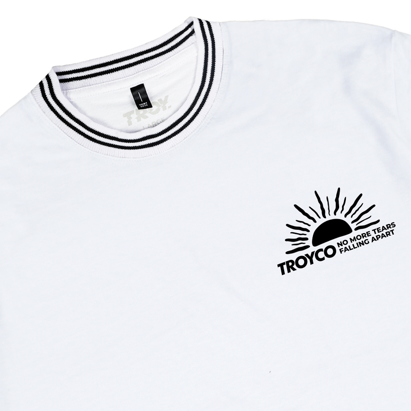 Troy Company Neck Strip Tshirt White Sunshine - Kaos Lengan Pendek Kaos Putih KST 3041-3W2B