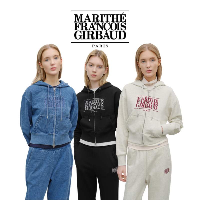 MARITHE W EMBROIDERY CLASSIC LOGO CROP HOODIE ZIPUP