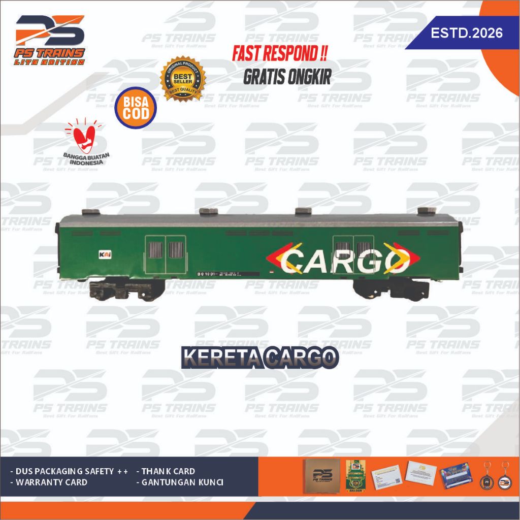 Mainan Miniatur Kereta Api Gerbong Barang Cargo Handmade