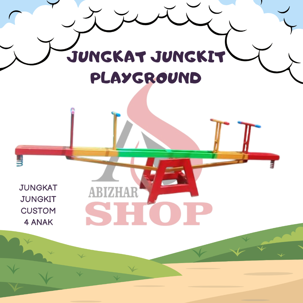 Jungkat-Jungkit Anak Outdoor Playground | Besi Tebal, Aman & Tahan Cuaca