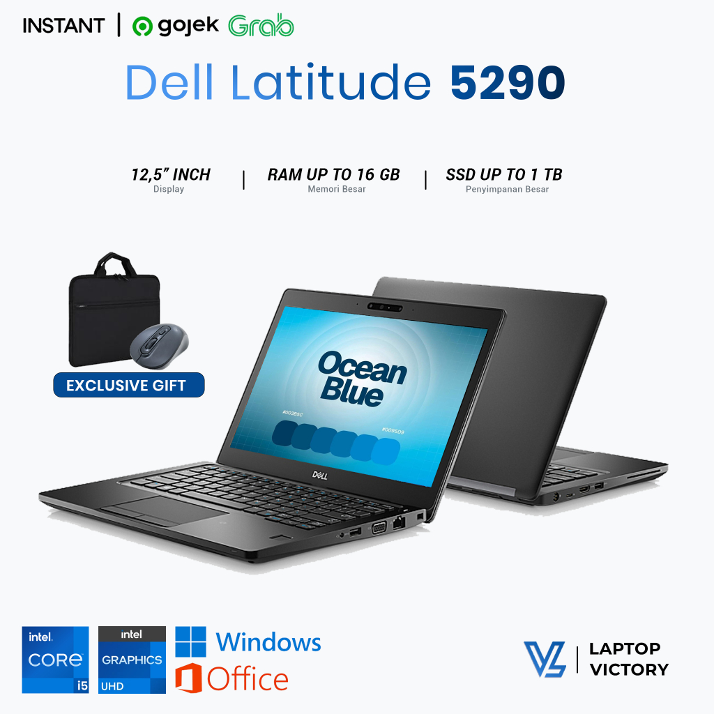 [Laptop Victory] Dell 5290 Intel Core i5 gen 7 | Layar 12 inch | Cocok untuk Kerja Office