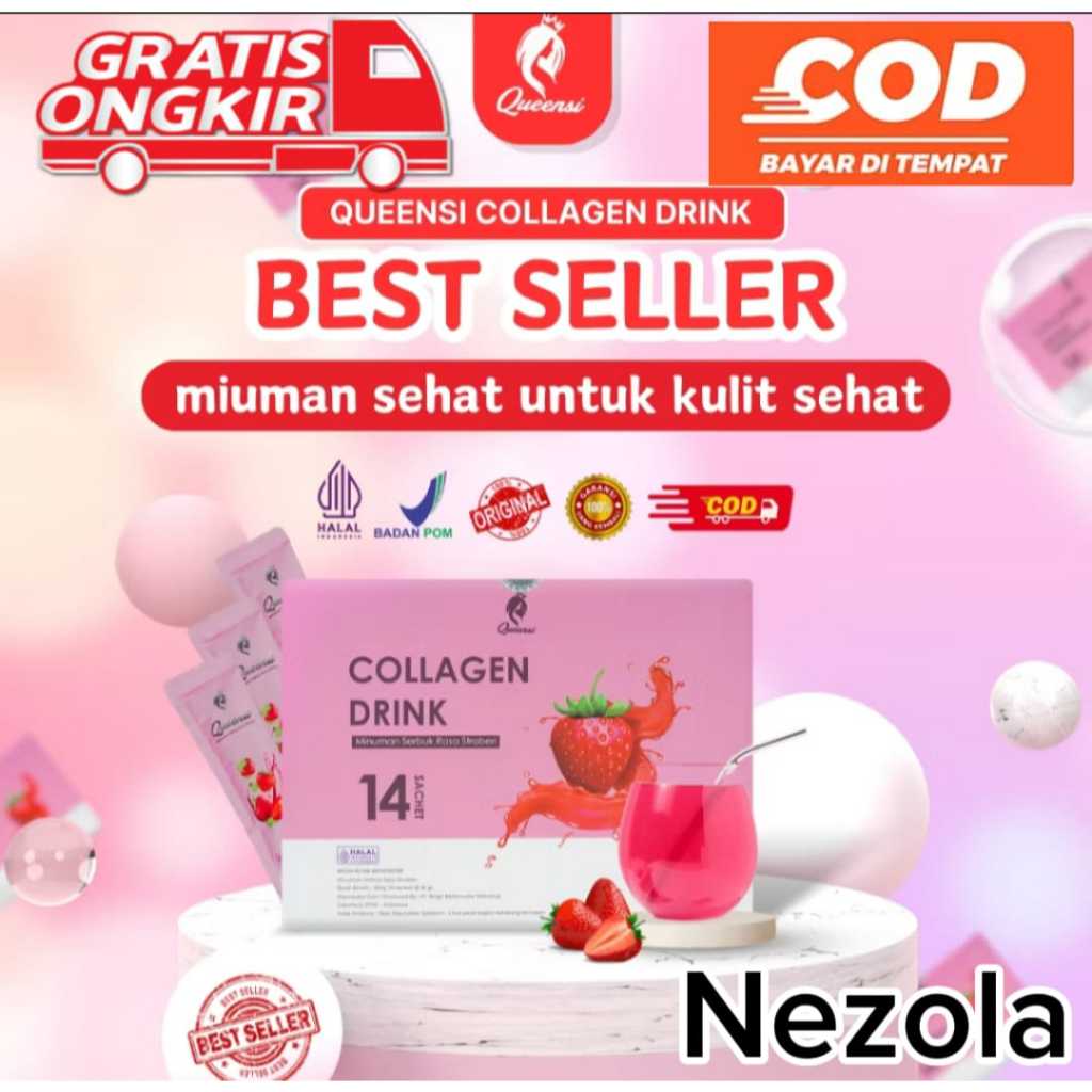 Queensi Collagen Drink Pencerah Kulit Strawberry