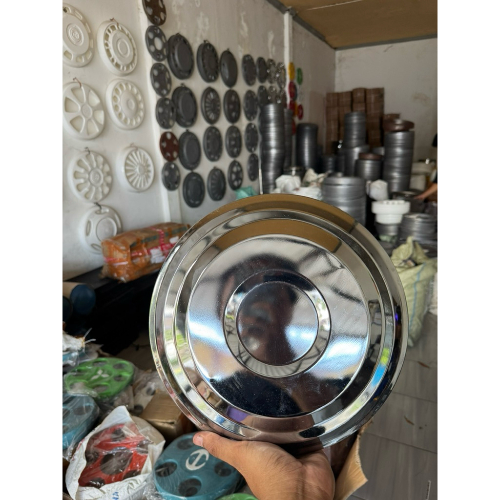 Wildop / Wheeldop Cepuk Ring 16 Bahan Stainless Chrome, Gratis dudukan Baut 5 atau Baut 6