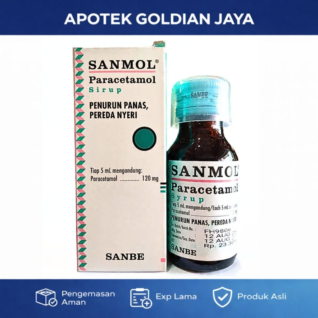 SANMOL SYRUP 60 ml - Obat Demam, Panas Bayi dan Anak EXP 2027