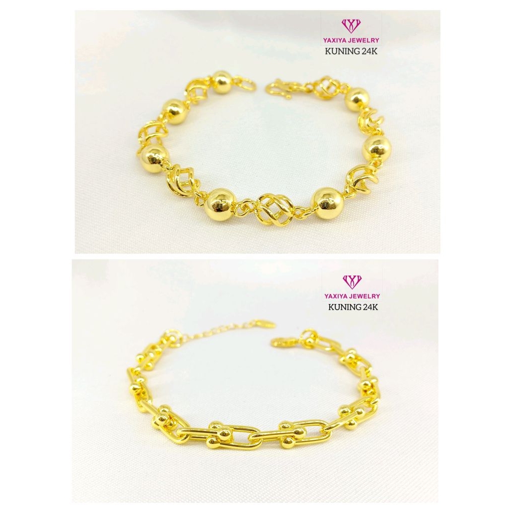 gelang rantai bola lapis emas 24k