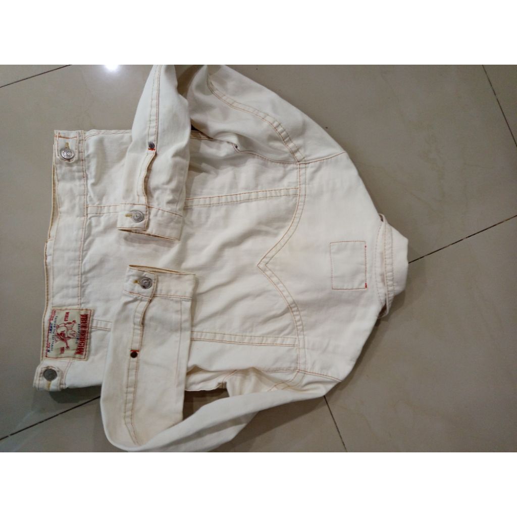 jaket jeans true religion section JIMMY size M warna krem