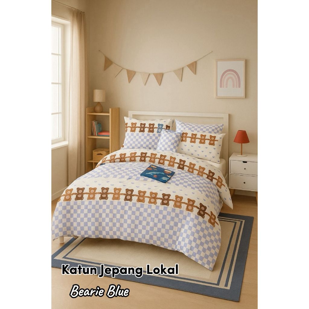 Bedcover Set Sprei Katun Jepang Lokal CVC Anak Motif Kartun Termurah Uk 90X200/100X200/120X200/160X2