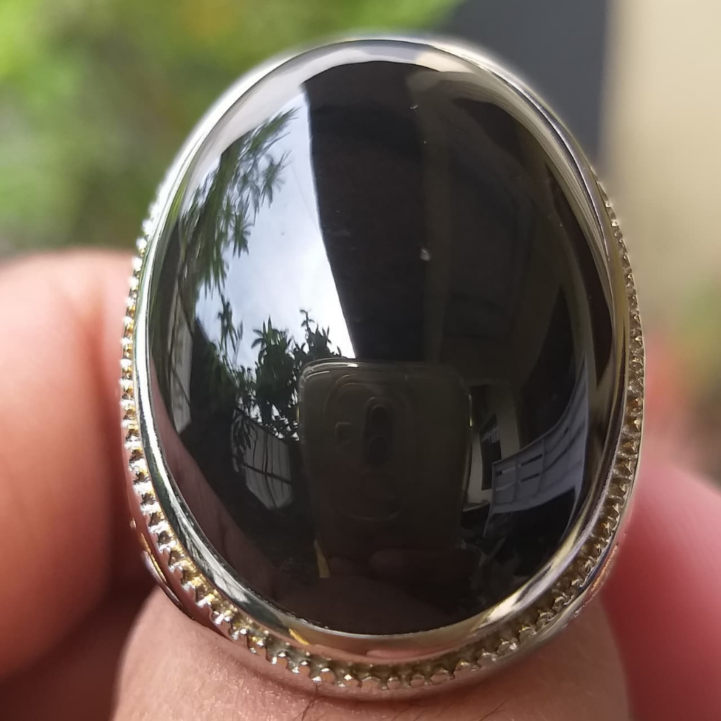 Batu Akik Badar Besi Hitam Natural 100% Asli Alam Nempel Magnet Mewah