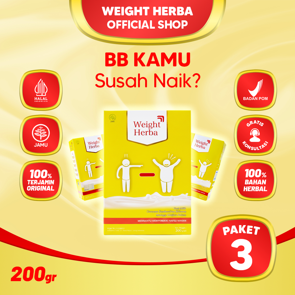 WEIGHT HERBA OFFICIAL 3 BOX Solusi Berat Badan Sulit Naik Berat Badan Naik Bertahap @200gram