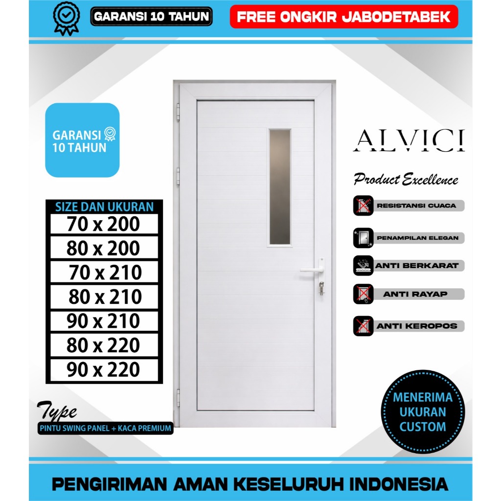 Pintu Single Swing UPVC Pintu Rumah Modern Minimalis PREMIUM ALVICI