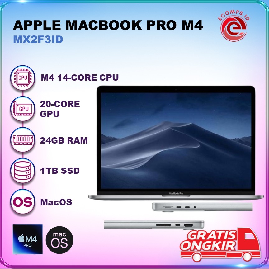 IBOX APPLE MACBOOK PRO 14 M4 PRO 20C GPU 24GB 1TB 14C CPU 14.0 SILVER