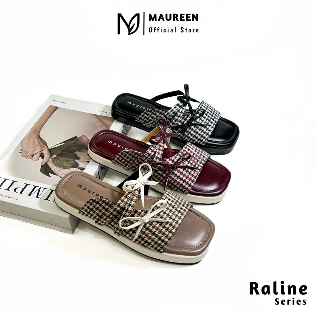 MAUREEN Raline - Sandal Platform Wanita Kekinian Tali Pita Empuk Elegant Terbaru Series Raline