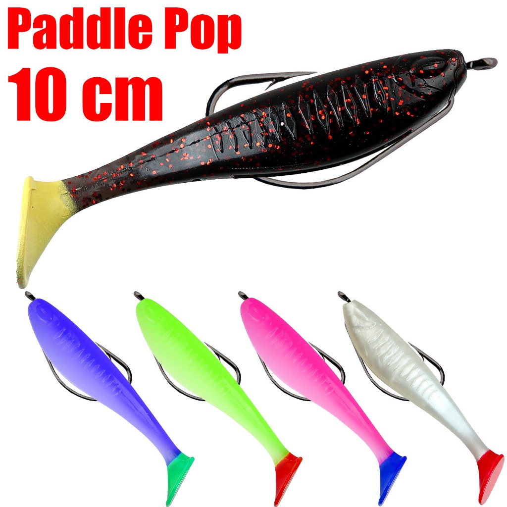TERBAIK SOFTLURE PADDLE POP 10CM + MATA KAIL WORMHOOK UMPAN PANCING CASTING TOMAN GABUS ZMAN