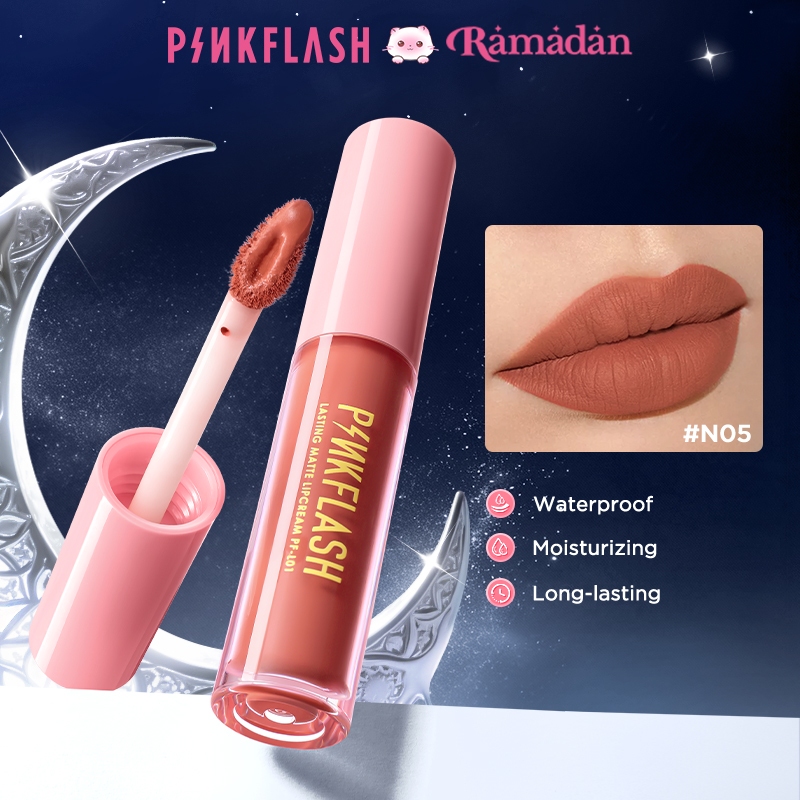 PINKFLASH Matte Lipstik Lembut Tahan Lama Pelembab Pigmentasi Tinggi 21 Colors