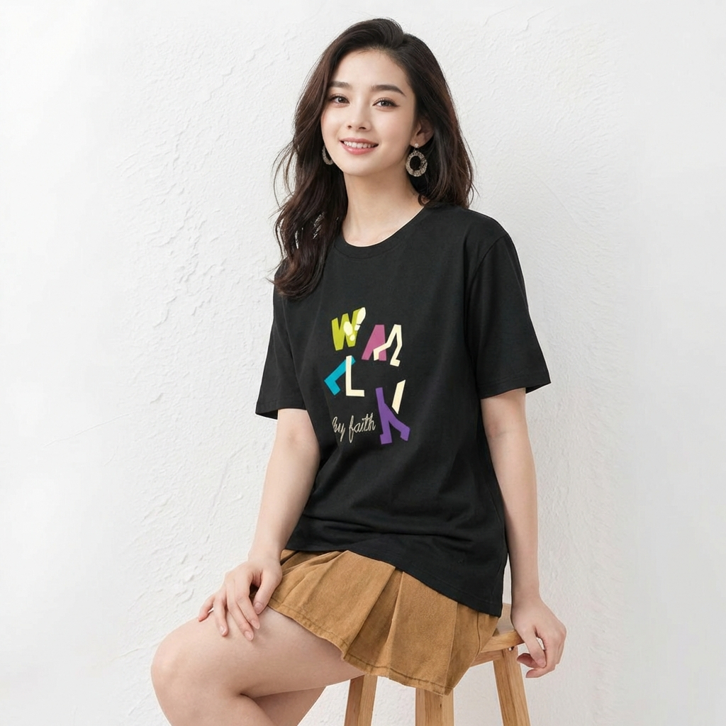 KAOS ROHANI HANDESIGN WALK BY FAITH HITAM/ CODE: WALK1