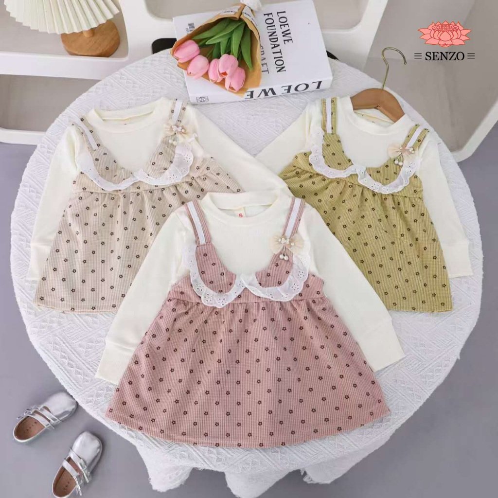 Kasual Anak Perempuan Gaun Pantai Anak Perempuan Lengan Panjang Dress Santai Import
