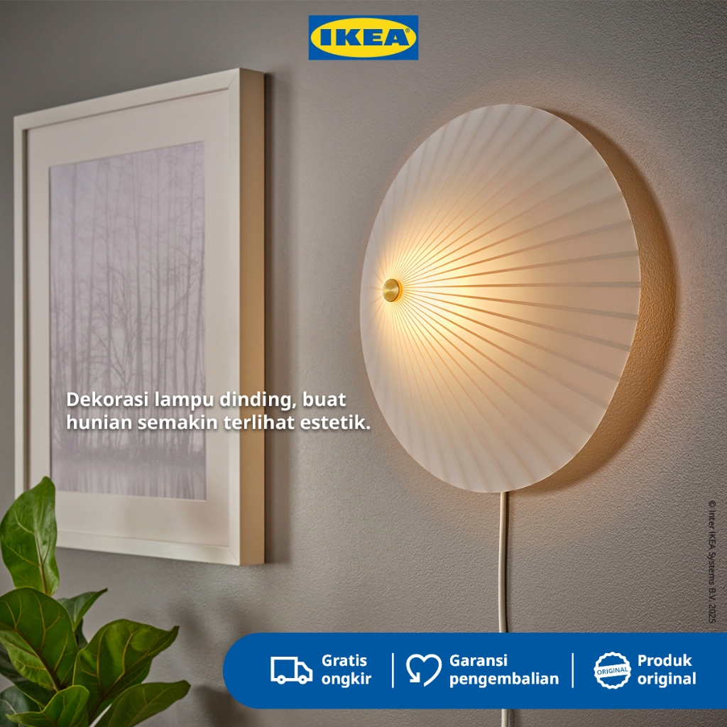 IKEA RORKULT Lampu Dinding Minimalis Pola Garis-garis Bahan Kaca 35cm