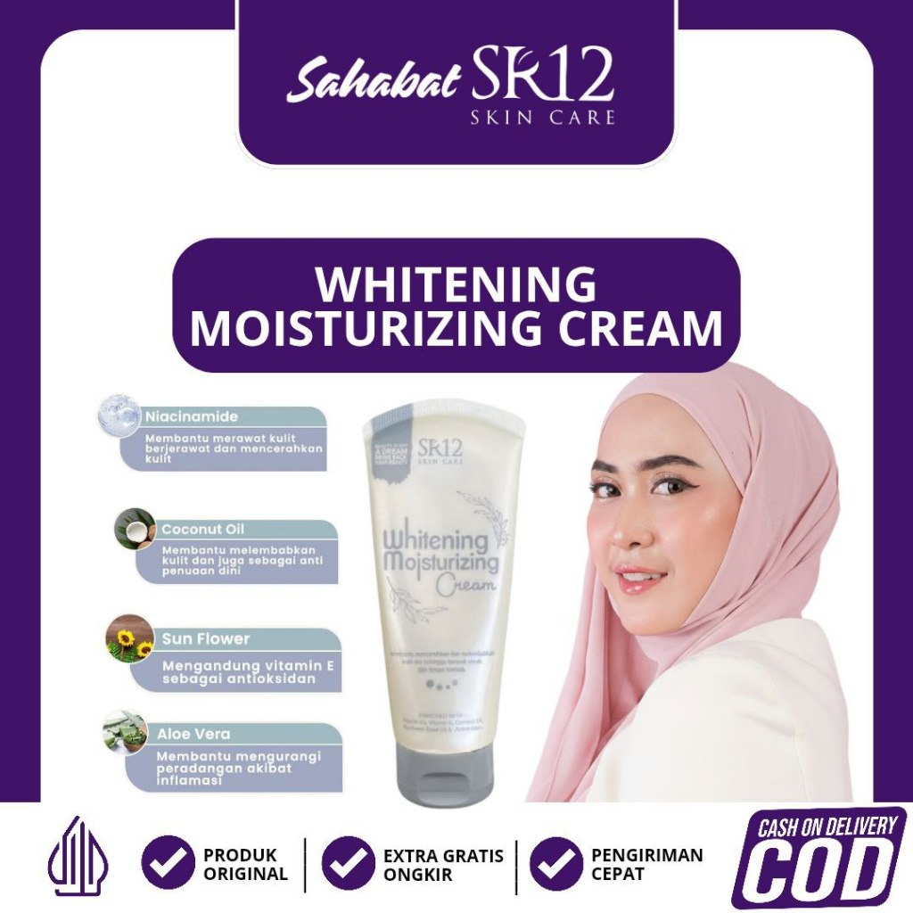 SR12 WHITENING MOISTURIZING CREAM | KRIM PEMUTIH BPOM UNTUK WAJAH DAN TUBUH