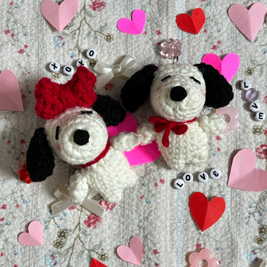 [READY] Snoopy Couple Keychain | Snoopy Crochet Keychain