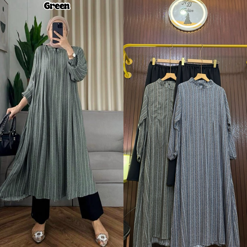 JELITA LONGSET SALUR VIRAL SETELAN LONG TUNIK SALUR SET MIDI DRESS KULOT TERLARIS SET OOTD WANITA MU