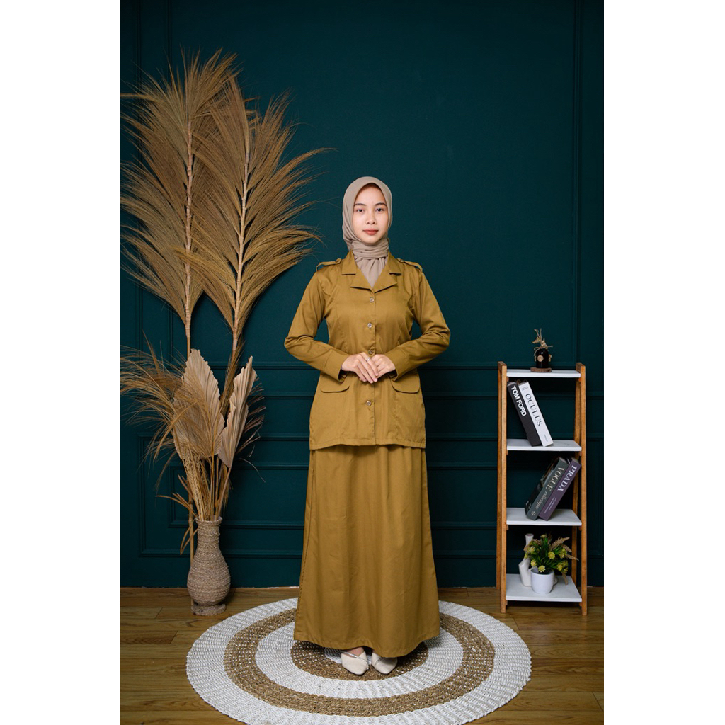 Setelan Seragam Pemda PNS wanita model saku bawah Rok A terbaru