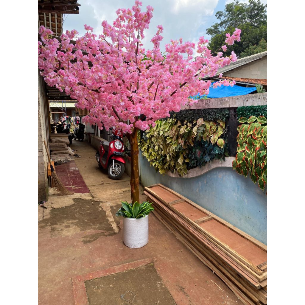 Pohon Bunga Sakura Meihua Artificial Buatan Besar 2 Meter Tanaman Hias Bunga Sakura Meihua Imlek Bua