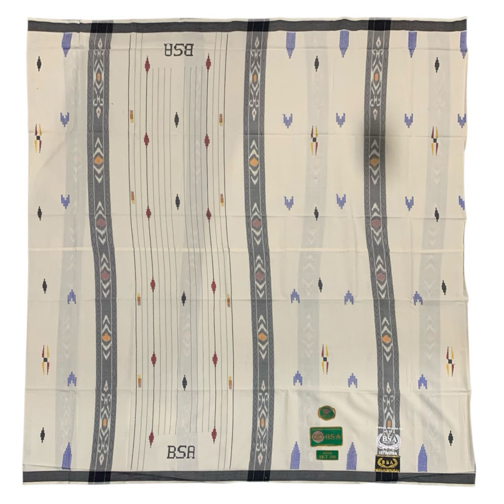 Sarung BSA Mesres SKT Songket Timbul Putih