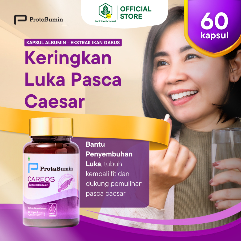Protabumin Careos - Suplemen Ekstrak Ikan Gabus untuk Luka Diabetes & Pemulihan (60 Kapsul)