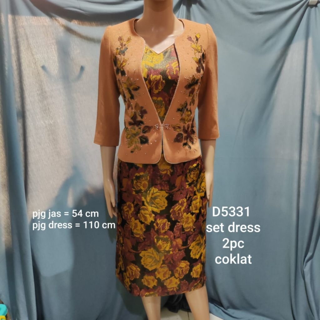 setelan dress DRAGON 5331 COKLAT