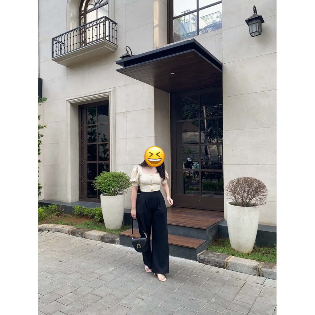 Love Bonito Button Tweed Crop Top