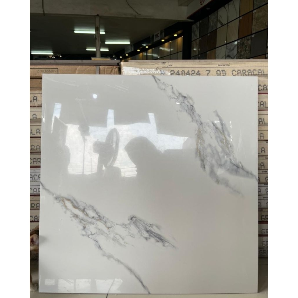 granit keramik lantai 60x60 motif marmer carara white glosy kilap