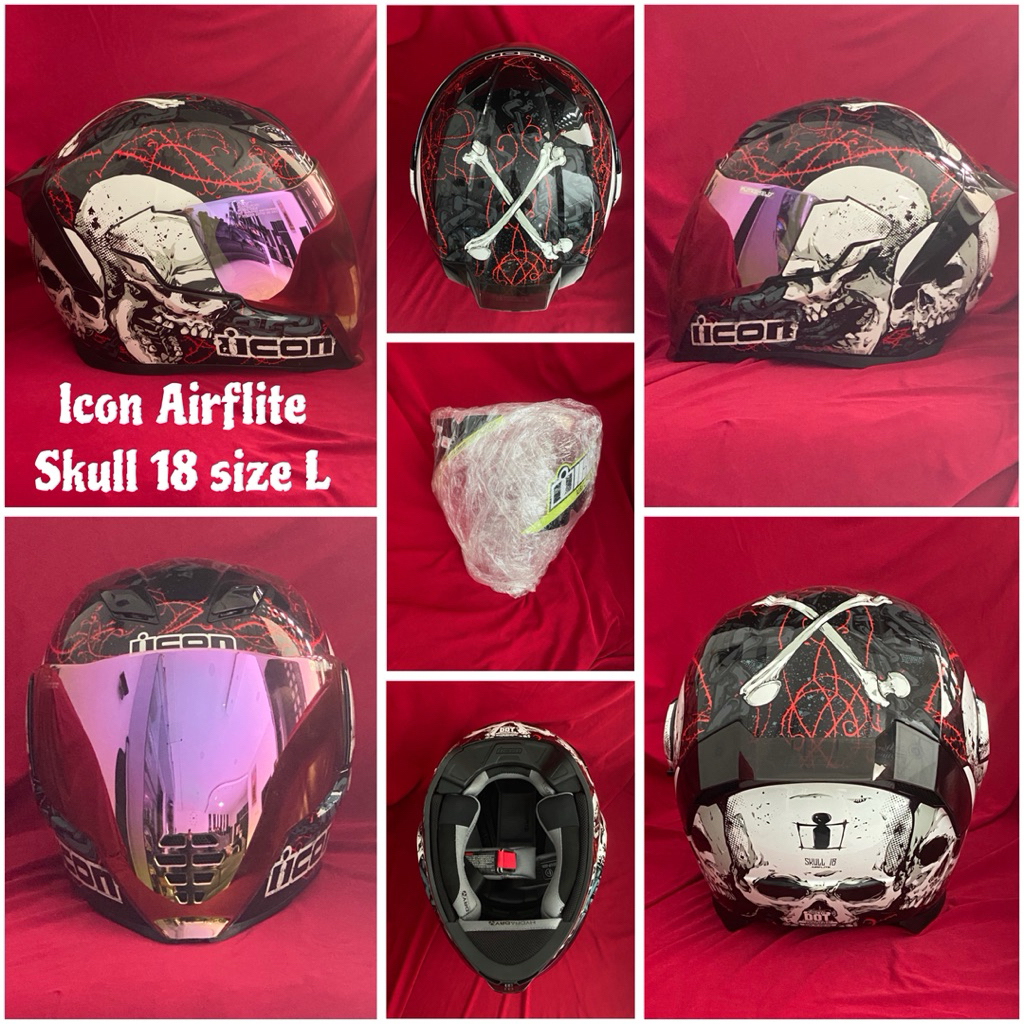 Icon Airflite Skull 18 Helm Full Face Size L
