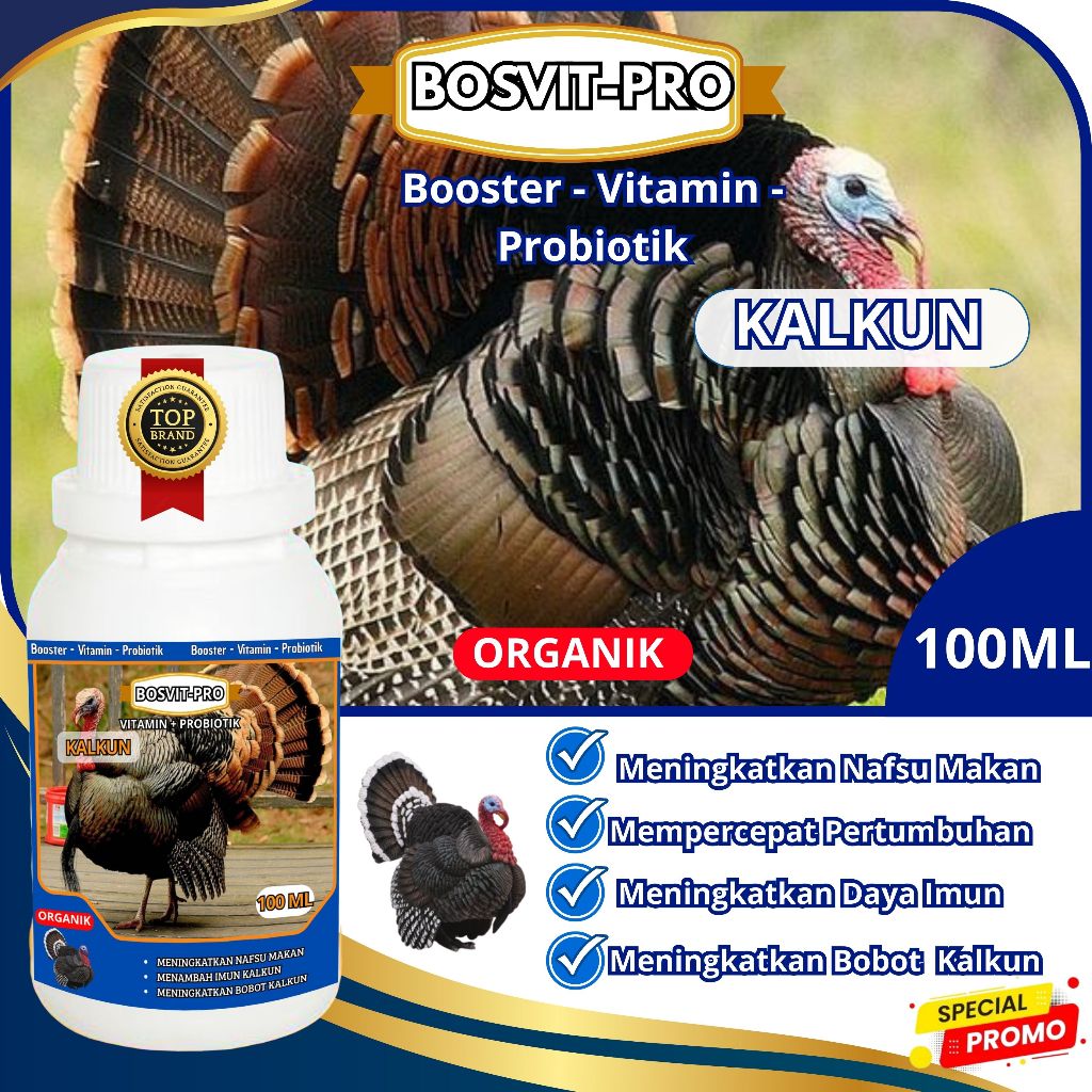 Vitamin Ternak Ayam Kalkun 100ml - Mempercepat pertumbuhan - Meningkatkan Bobot Ayam Kalkun