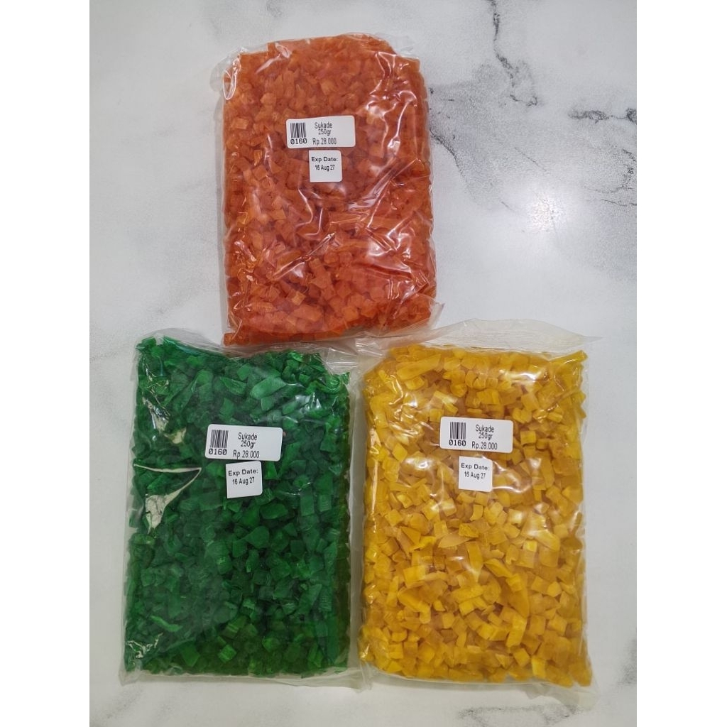 SUKADE BUAH KERING KEMASAN 250GR/SUKADE WARNA WARNI 250GR/SUKADE CAP JAMBU