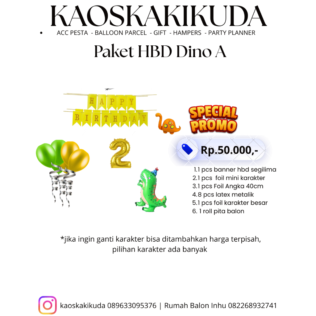 Paket Dekorasi Ulang Tahun Dinosaurus