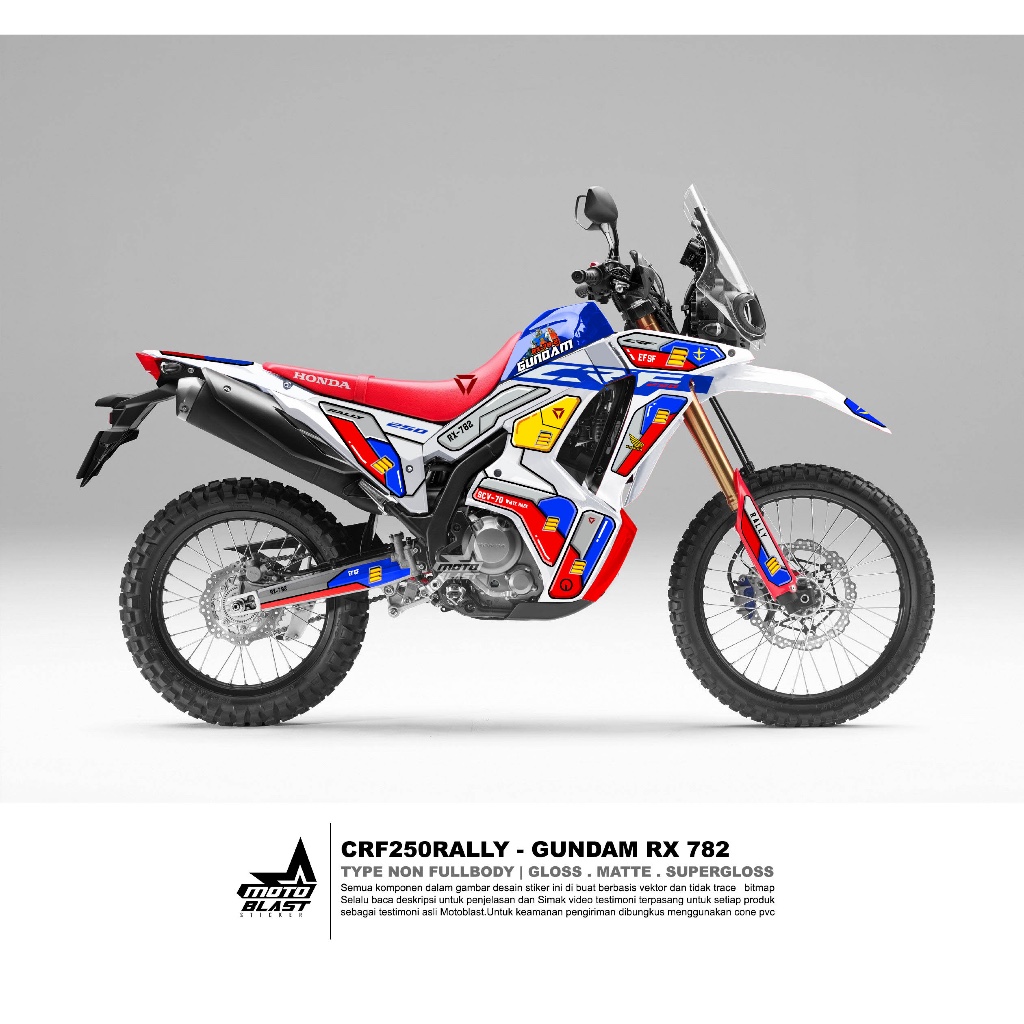 Decal Stiker Full Body Honda CRF250Rally Livery Gundam RX782 Motoblast