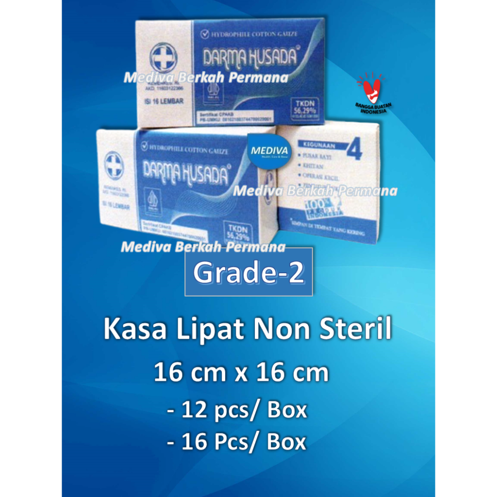 Kasa Non Steril Lipat Grade-2 Biru 16 cm x 16 cm